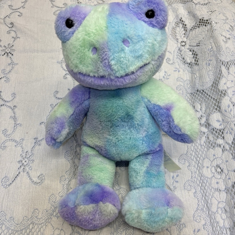 Build A Bear Hoppy Swirls Tie-Dye Blue Frog Plush Soft Toy 16" Full Size